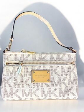 Michael Kors White Logo small with Gold Plate